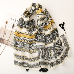 retro ethnic style cotton and linen hand-feel scarf female pop diamond contrast color scarf shawl