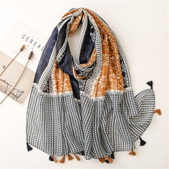 ethnic cotton and linen hand-feel scarf Bali yarn wheat ears handmade fringed gauze scarf shawl