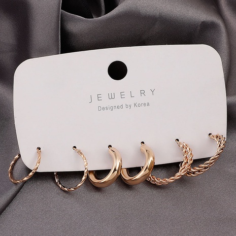 Golden circles earring set fashion hoop earrings NHHUQ518046's discount tags