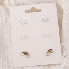 Rainbow cloud pearl stud earrings set wholesale