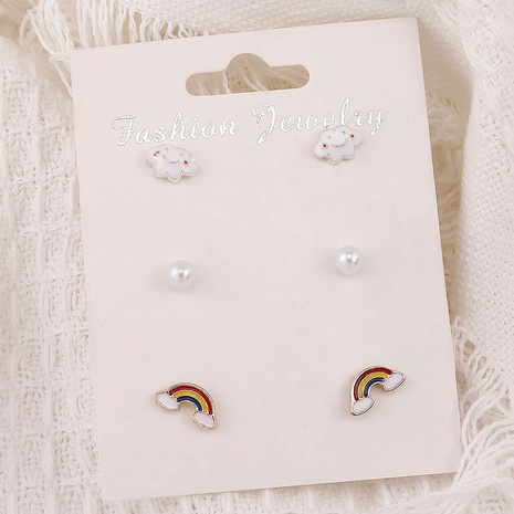 Conjunto de pendientes de perla de nube de arco iris al por mayor's discount tags