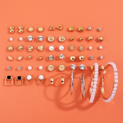 30 pairs of pearl rhinestone earrings set