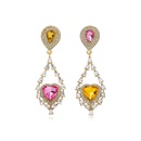 exaggerated color contrast rhinestone love drop European and American fashion temperament asymmetric earrings NHNJ464241picture12