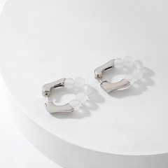 Retro simple geometric U-shaped stitching bead European and American fashion niche earrings
