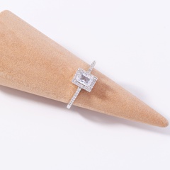 Cross-border jewelry square micro-inlaid zircon ring fashion simple personality index finger ring