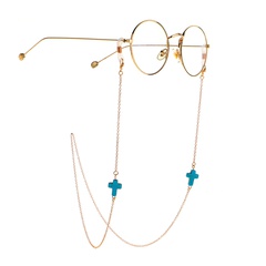 Color Retention Not Easy to Fade Factory Direct Sales Fashion Simple Gold Silver Cross Turquoise Eyeglasses Chain