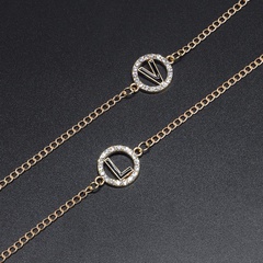 fashion metal glasses rope gold letter rhinestone pendant glasses chain