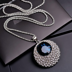 Korean New High-End Crystal round Autumn/Winter Sweater Chain All-Match Long Necklace Atmospheric Ornament Pendant Wholesale