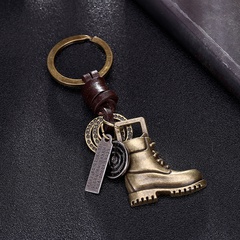 Factory Direct Sales Vintage Martin Boots Cattle-Leather Key Ring Little Creative Gifts Hand-Woven Car Key Pendant