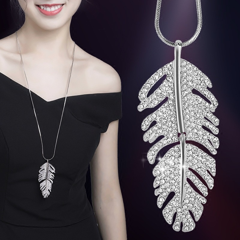 Koreas neuer FlashDiamantfeder langer Stil Pullover Kette Halskette Schmuck Anhnger Grohandel