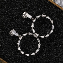 Women's 925 Silver Needle Fashion Zircon Stud Circle Earrings