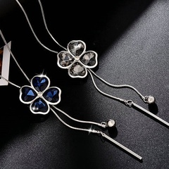 2021 Korean fashion long sweater chain four-leaf clover necklace tassel pendant