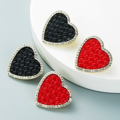 European and American Fashion & Trend New Product Creative Simple Love Heart-Shaped Alloy Rhinestone Earrings Female All-Matching Graceful Korean Earrings