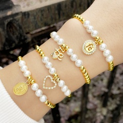 Pearl Stitching Virgin Mary Heart Bracelet European and American Ins Tide Niche Design Personalized Bracelet Female Bre50