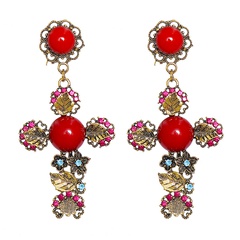new fashion personality color diamond cross stud earrings