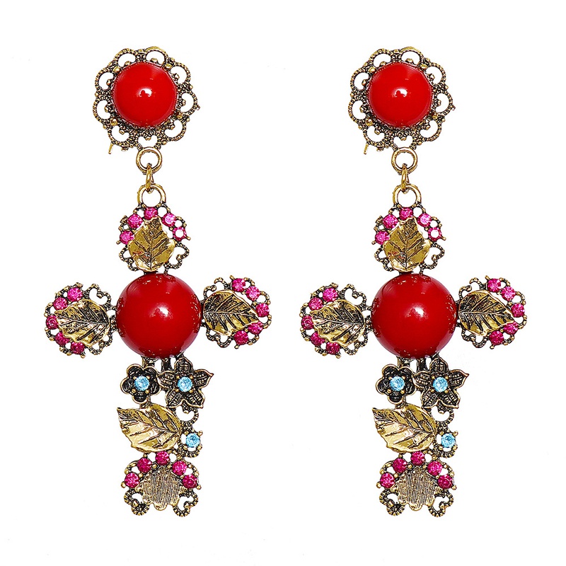 new fashion personality color diamond cross stud earrings
