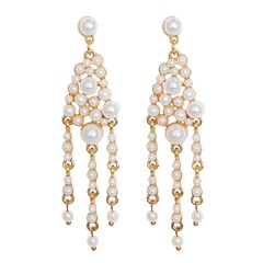 fashion imitation pearl long earrings pearl tassel earrings