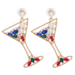 retro exaggerated geometric personality champagne jewelry earrings