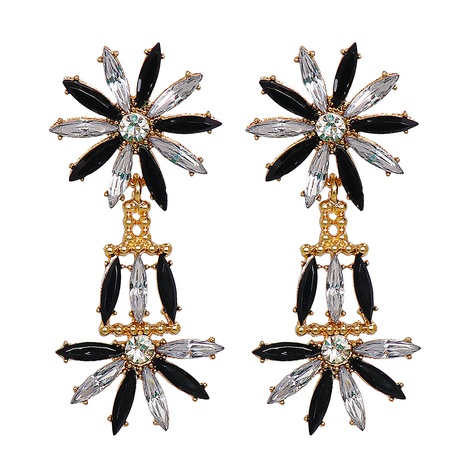 retro alloy flower shape earrings geometric diamond long earrings NHJJ464915's discount tags