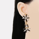 retro alloy flower shape earrings geometric diamond long earringspicture11