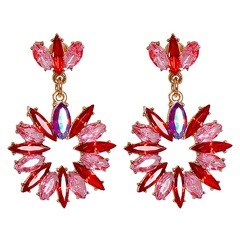 fashion exaggerated earrings retro alloy flower shape earrings geometric diamond long earrings