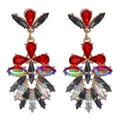 fashion exaggerated earrings retro alloy trend earrings geometric diamond long earrings