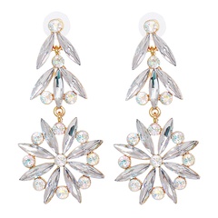 55756 New European and American Personalized Diamond Female Stud Earrings Flower Shape Geometric Earrings Cross-Border Supply Wholesale
