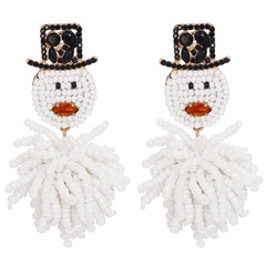 55752 European and American Personalized Handmade Beaded Snowman Cute Women's Earrings Cross-Border Hot Exaggerated Versatile Bead Earrings