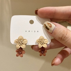 Korean New Earrings 2021 New Autumn and Winter Women's Fashion All-Match Temperament Sweet Style Contrast Color Flower Ear Stud Earring