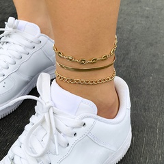 Punk Metal Snake Bone Chain Set Anklet Female Ornament Personality Europe and America Cross Border Cross Pig Nose Button