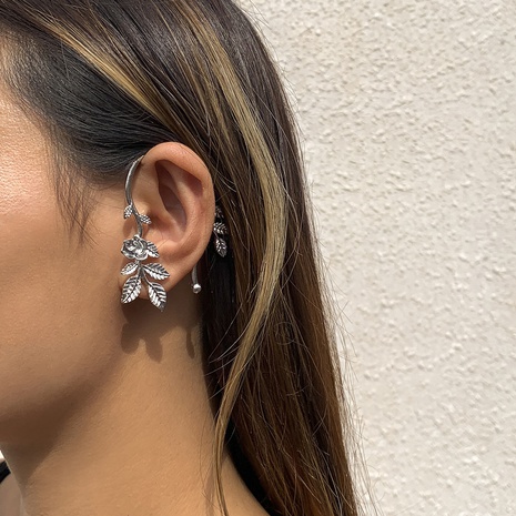 geometric non-pierced ear bone clip jewelry retro simple rose leaf ear hook's discount tags