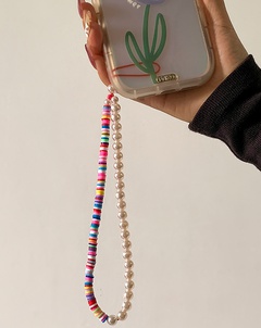 einfache nachgemachte Perle weiche Keramikfarbe Handykette Perlen Temperament Schmuck