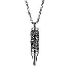 Jewelry Personality Retro Panlong Bullet Pendant Stainless Steel Necklace