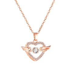 Jewelry Korea Forest Heart-shaped Angel Wing Zircon Pendant Clavicle Chain