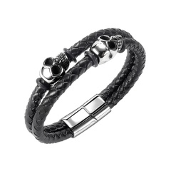 new men's leather bracelet personality multi-layer hand-woven magnetic buckle leather bracelet