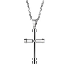 OPK Ornament European and American Personalized Men's Stainless Steel Necklace Disco Street Hiphop Vintage Cross Pendant