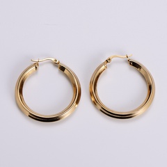 stainless steel plating 18k gold hollow tube three-dimensional hollow design earrings