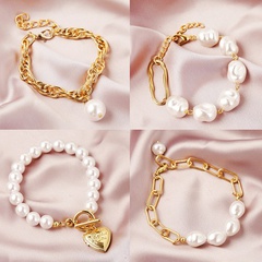 Bracelet simple de perles baroques de conception de niche de bijoux de mode rétro européens et américains