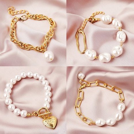 Bracelet simple de perles baroques de conception de niche de bijoux de mode rétro européens et américains's discount tags