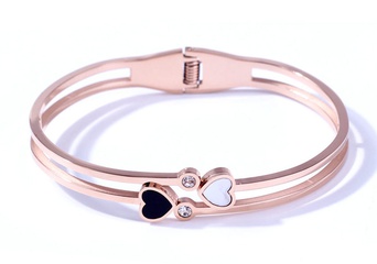 simple titanium steel multi-layer heart diamond bracelet
