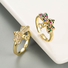 Wish Hot Sale Bracelet Cross-Border New Simple Cute Small Butterfly Open Ring Copper Micro Inlaid Zircon Ring Ornament