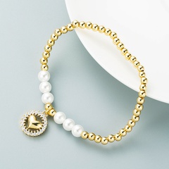 Europäische und amerikanische Modetrends, kaltes Wind kupfer beschichtetes Gold, Liebes armband, weibliches Nischen design, Perlen perlen elastisches Armband