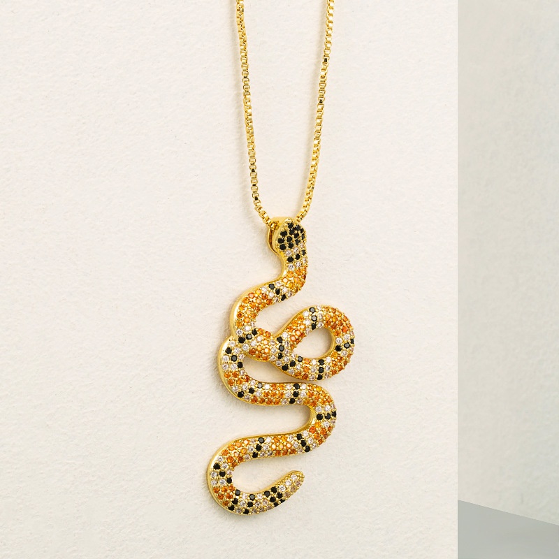 collier pendentif en forme de python cuivre micro incrust couleur zircon personnalit chane clavicule