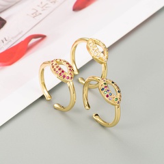 Europe and America Cross Border Copper-Plated Gold Color Zircon Geometric Lip Shape Ring Female Creative Personality Ring Accessories