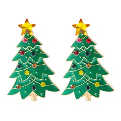 New Christmas Day Earrings Alloy Diamond-studded Oil Drop Earrings Plant Accessories