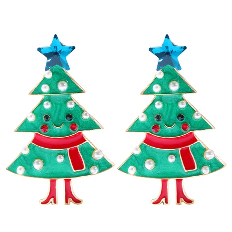 Weihnachten Legierung Strass-besetzte Mode trendige Weihnachtsbaum Accessoires Ohrringe's discount tags