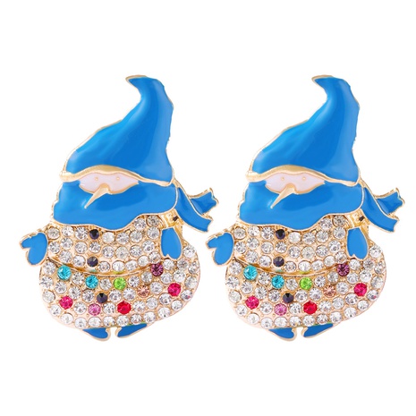 Nouvelles boucles d'oreilles en perles de riz incrustées de bonhomme de neige créatif de Noël européen et américain avec strass NHJQ465444's discount tags