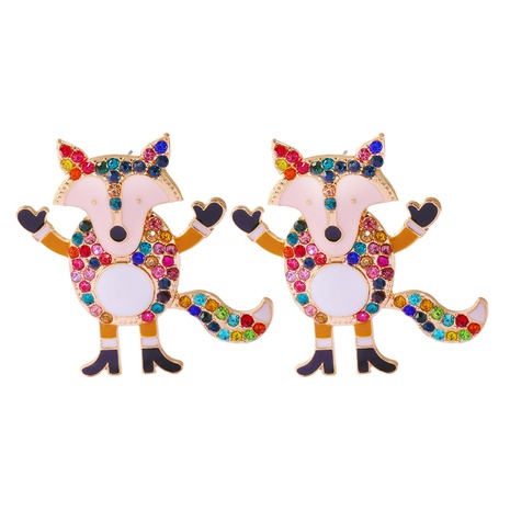 Cartoon animal little fox diamond European and American Christmas creative earrings fashion accessories NHJQ465446's discount tags