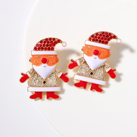 Europäische und amerikanische Weihnachtstag Legierung Diamantbesetzte Weihnachtsmann Kreative Glänzende Ohrringe's discount tags