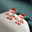 European and American Christmas Day Alloy Diamondstudded Santa Claus Creative Shiny Earringspicture18